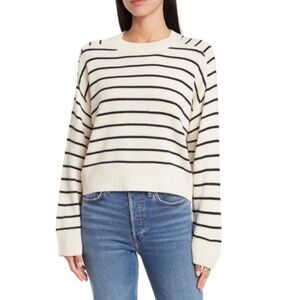 T Tahari Saddle Stripe Long Sleeve Cropped Sweater. Size XS